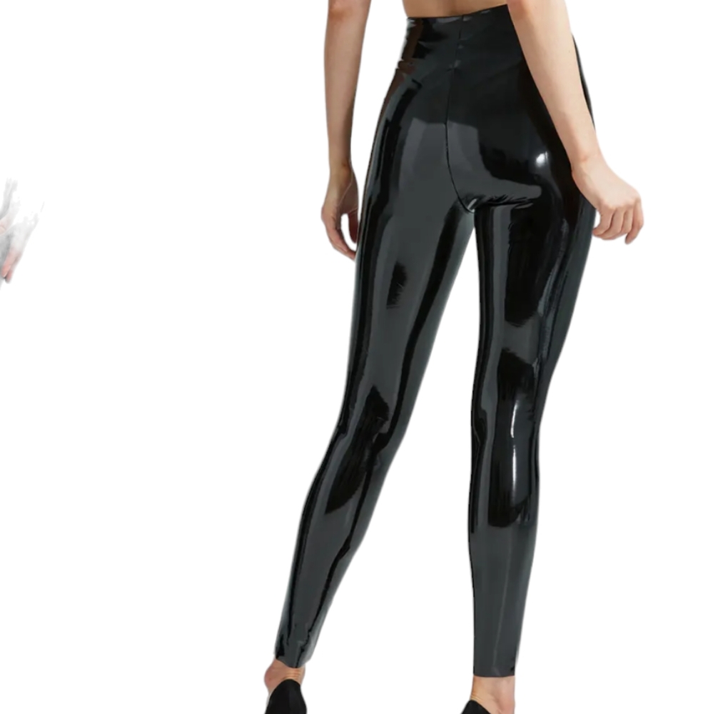 Commando Control Top Faux Patent Black Leather Leggings...Size   Large